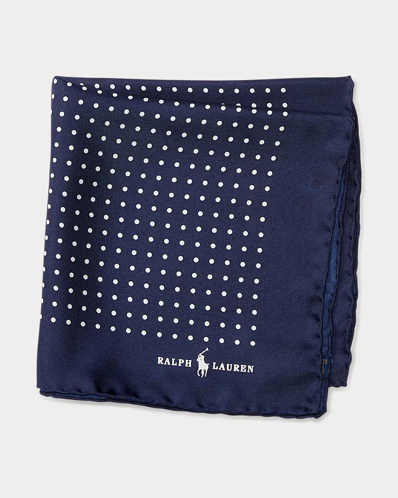 Ralph Lauren Gepunktetes Einstecktuch aus Seide Blue