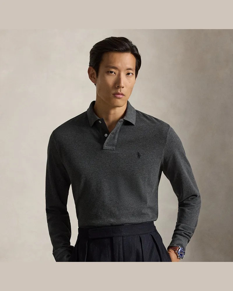 Ralph Lauren Custom-Slim-Fit Piqué-Poloshirt Grey