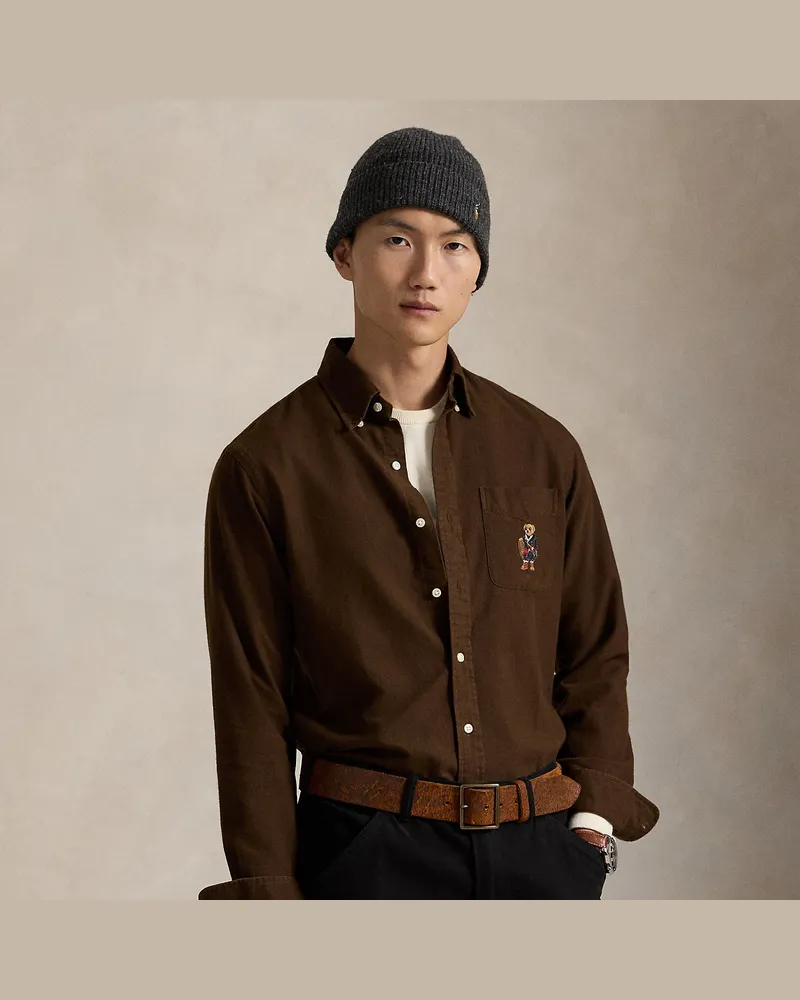 Ralph Lauren Custom-Fit Oxfordhemd mit Polo Bear Brown