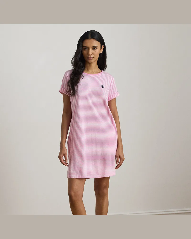 Ralph Lauren Gestreiftes Schlafshirt aus Jersey Pink