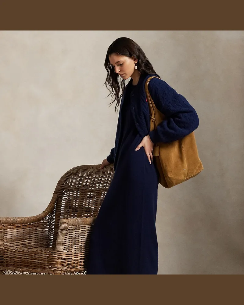 Ralph Lauren Langärmliges Kleid aus Kaschmir Blue