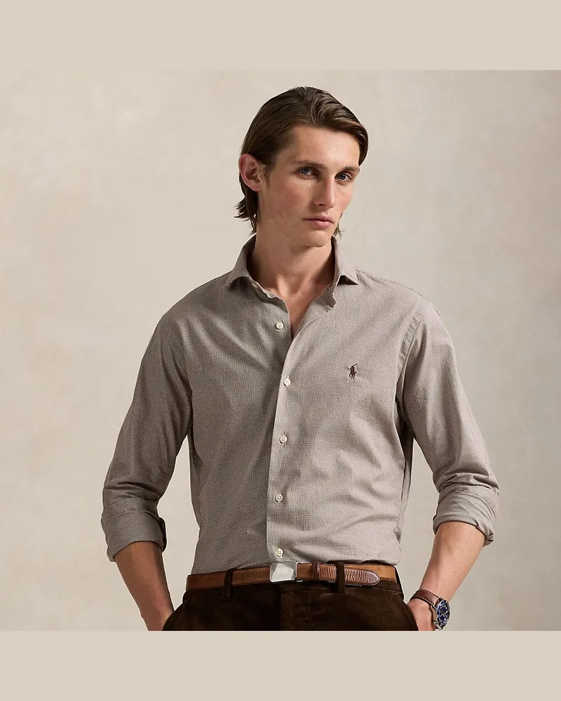 Ralph Lauren Custom-Fit Hahnentritt-Twillhemd Brown