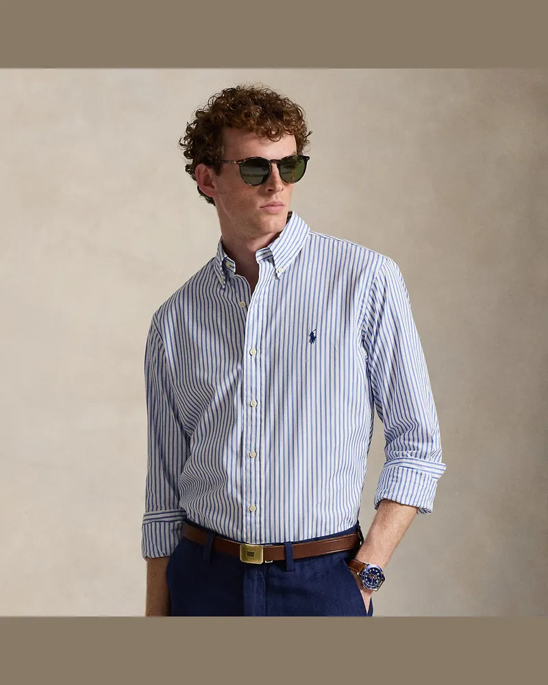 Ralph Lauren Custom-Fit Popelinehemd mit Streifen White