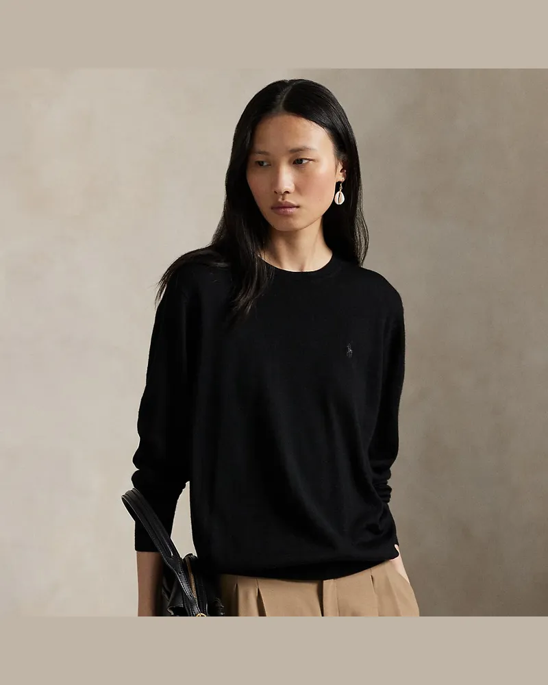 Ralph Lauren Wollpullover mit Rundhalsausschnitt Black
