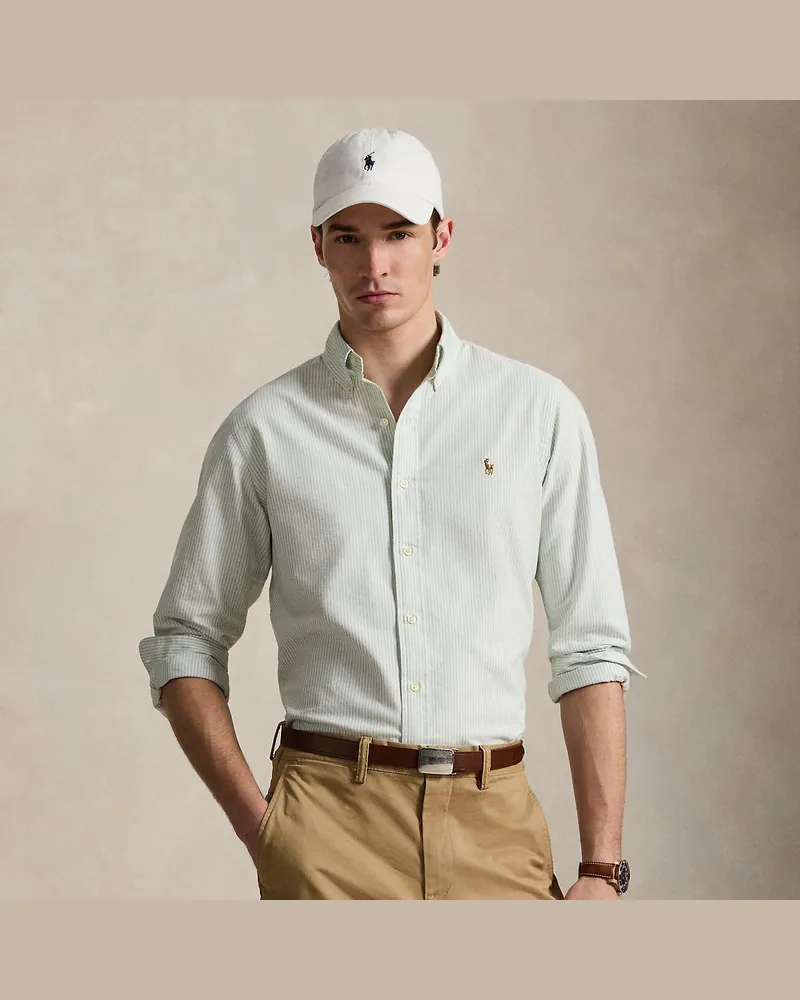 Ralph Lauren Gestreiftes Custom-Fit Oxfordhemd Green