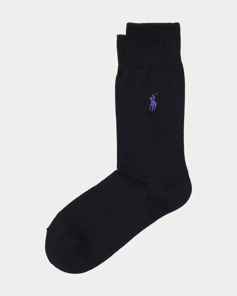 Ralph Lauren Anzugsocken in Flachstrick mit Pony Black