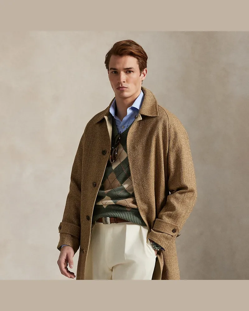 Ralph Lauren Wendbarer Mantel aus Fischgrat-Popeline Brown
