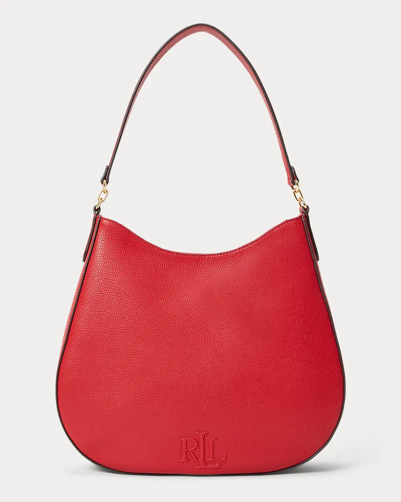 Ralph Lauren Große Narbenleder-Schultertasche Adley Red