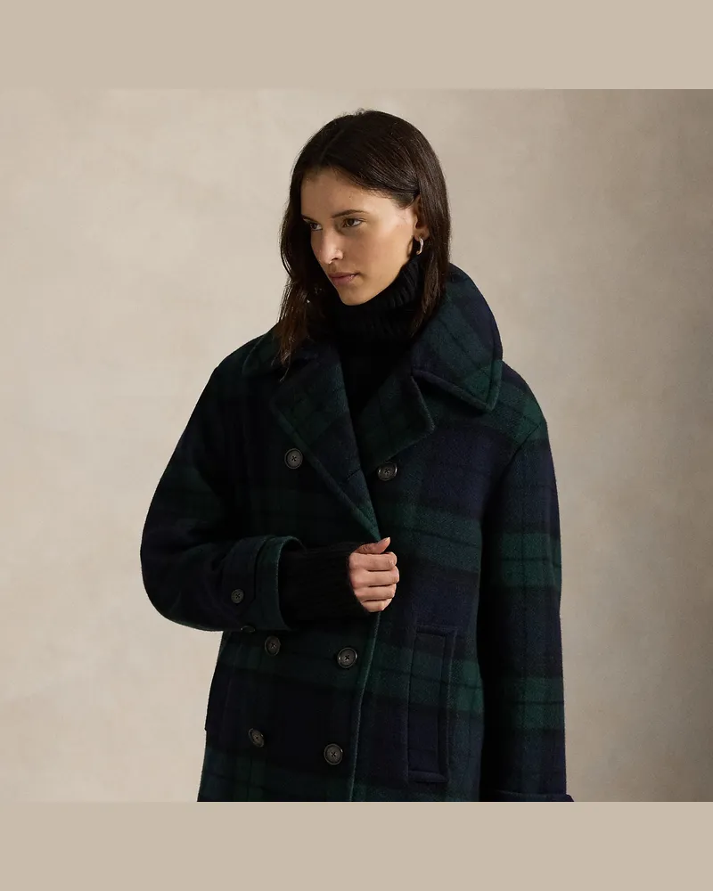 Ralph Lauren Karierter Tweed-Cabanmantel Green