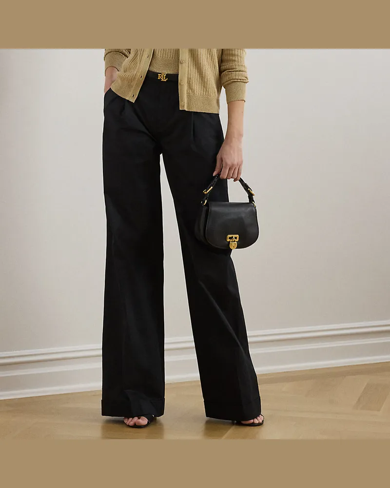 Ralph Lauren Twill-Bundfaltenhose mit weitem Bein Black