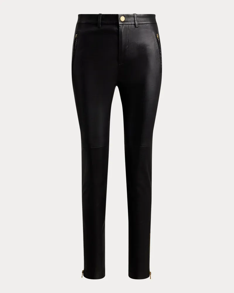 Ralph Lauren Knöchellange Skinny-Fit Lammlederhose Black