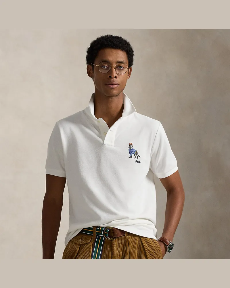 Ralph Lauren Custom-Slim-Fit Poloshirt mit Stickerei White