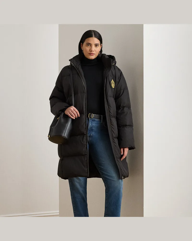 Ralph Lauren Plus Größen - Steppmantel mit Kapuze und Wappen Black