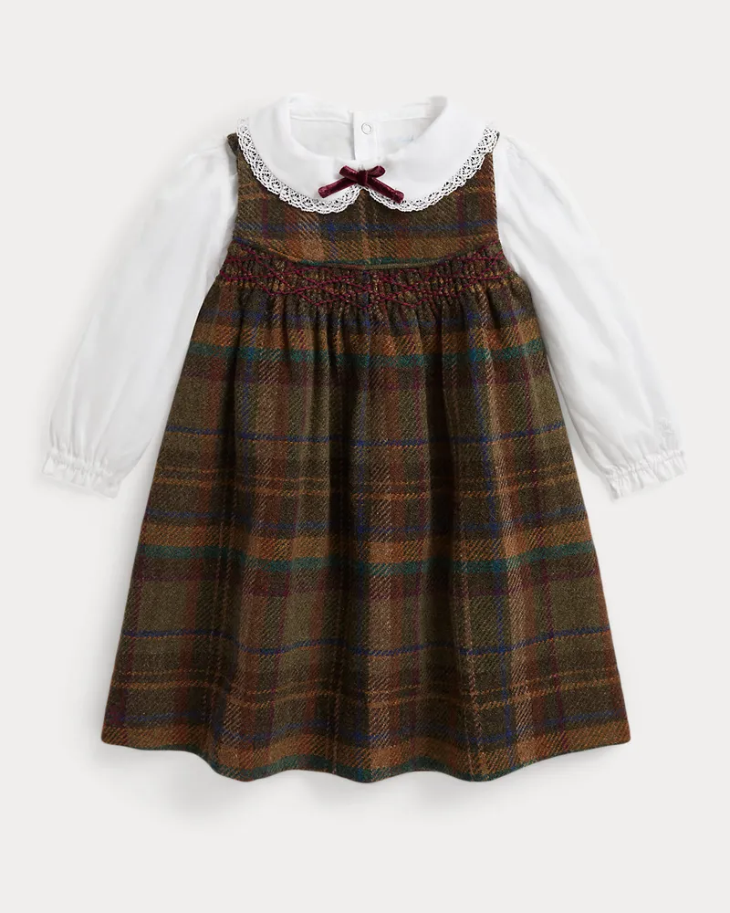 Ralph Lauren Babybody und kariertes Kleid im Set Brown