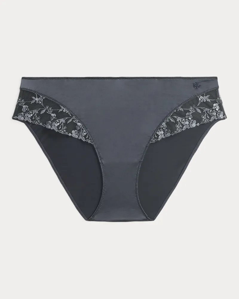 Ralph Lauren Satin-Slip mit besticktem Mesh Grey