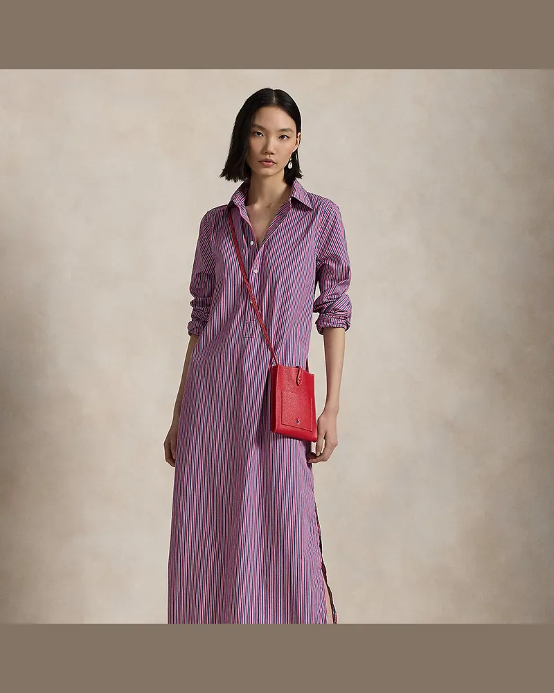 Ralph Lauren Gestreiftes Hemdkleid aus Baumwolle Pink
