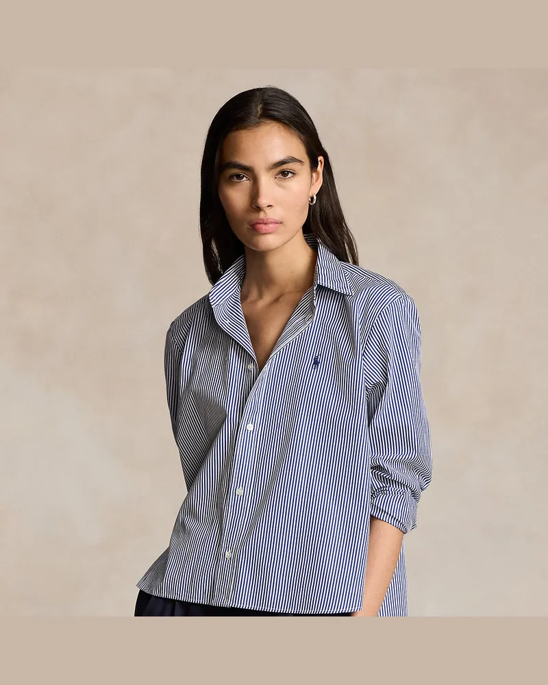 Ralph Lauren Kastenförmiges Baumwollhemd mit Streifen Blue