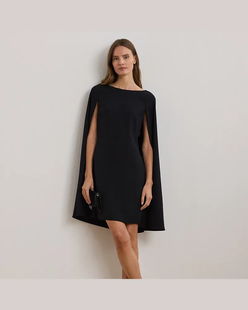 Ralph Lauren Cape-Cocktailkleid aus Georgette Black
