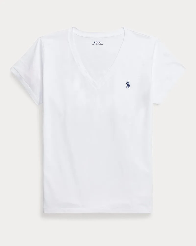 Ralph Lauren Baumwolljersey-T-Shirt mit V-Ausschnitt White