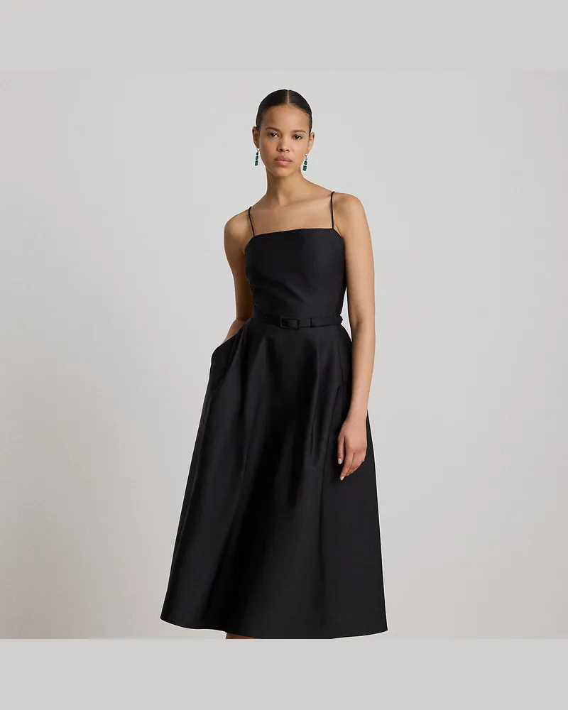 Ralph Lauren Faille-Cocktailkleid mit Gürtel Black