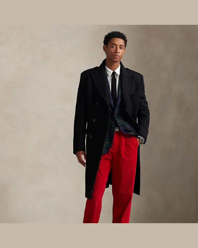 Ralph Lauren Tailored-Fit Mantel aus Melton mit Wolle Black