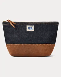 Ralph Lauren Denim-Pochette mit Wildlederbesatz Blue