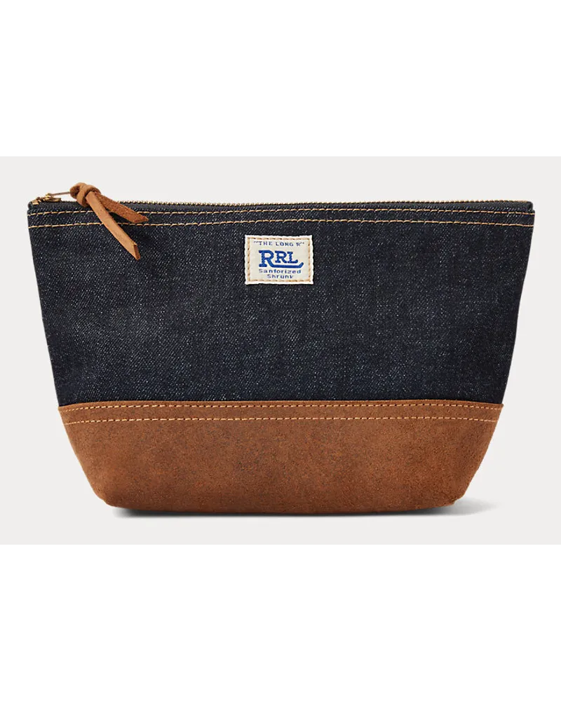 Ralph Lauren Denim-Pochette mit Wildlederbesatz Blue