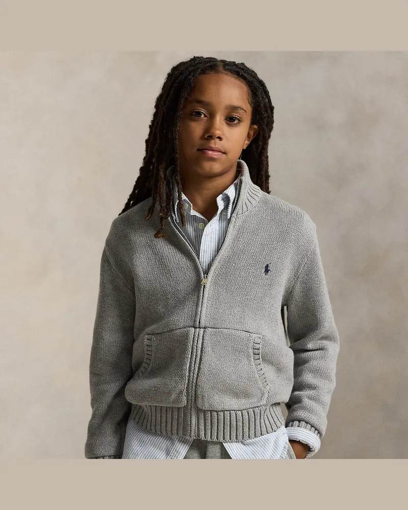 Ralph Lauren Baumwollpullover mit Reißverschluss Grey