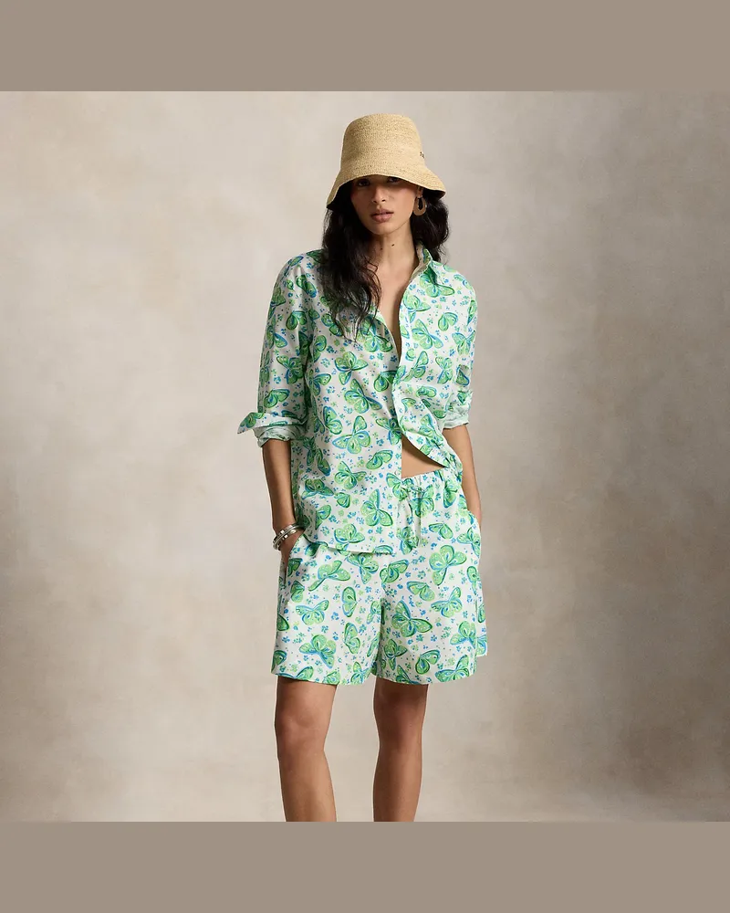 Ralph Lauren Baumwoll-Leinen-Shorts mit Druck Blue