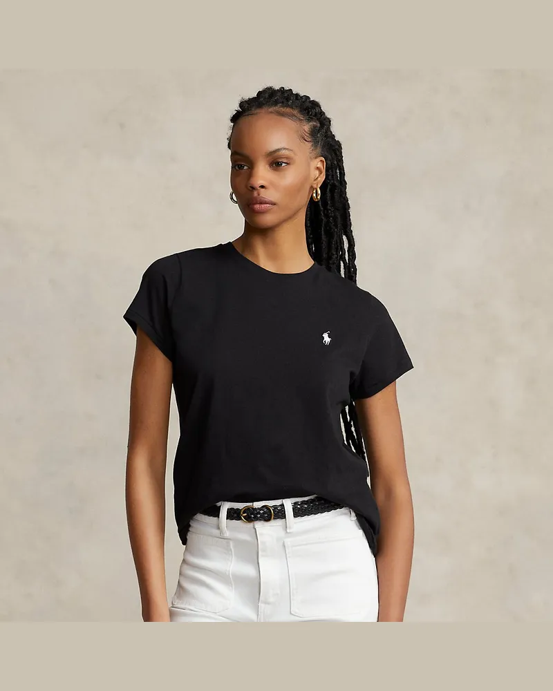 Ralph Lauren Rundhals-T-Shirt aus Baumwolljersey Black