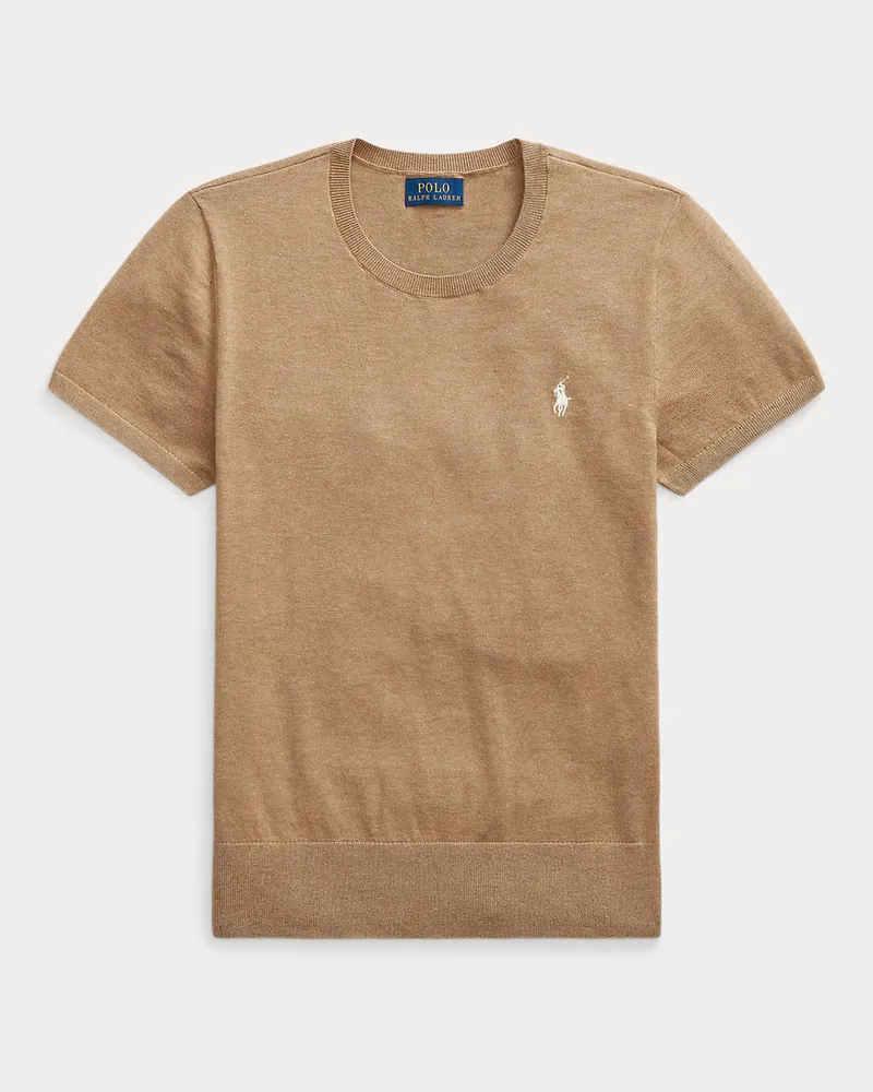 Ralph Lauren Kurzarmpullover aus gekämmter Baumwolle Tan