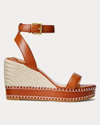 Ralph Lauren Espadrille Hilarie aus poliertem Leder Tan