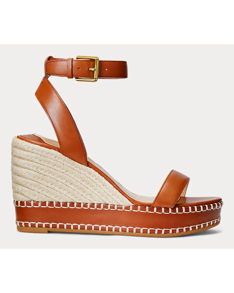 Ralph Lauren Espadrille Hilarie aus poliertem Leder Tan