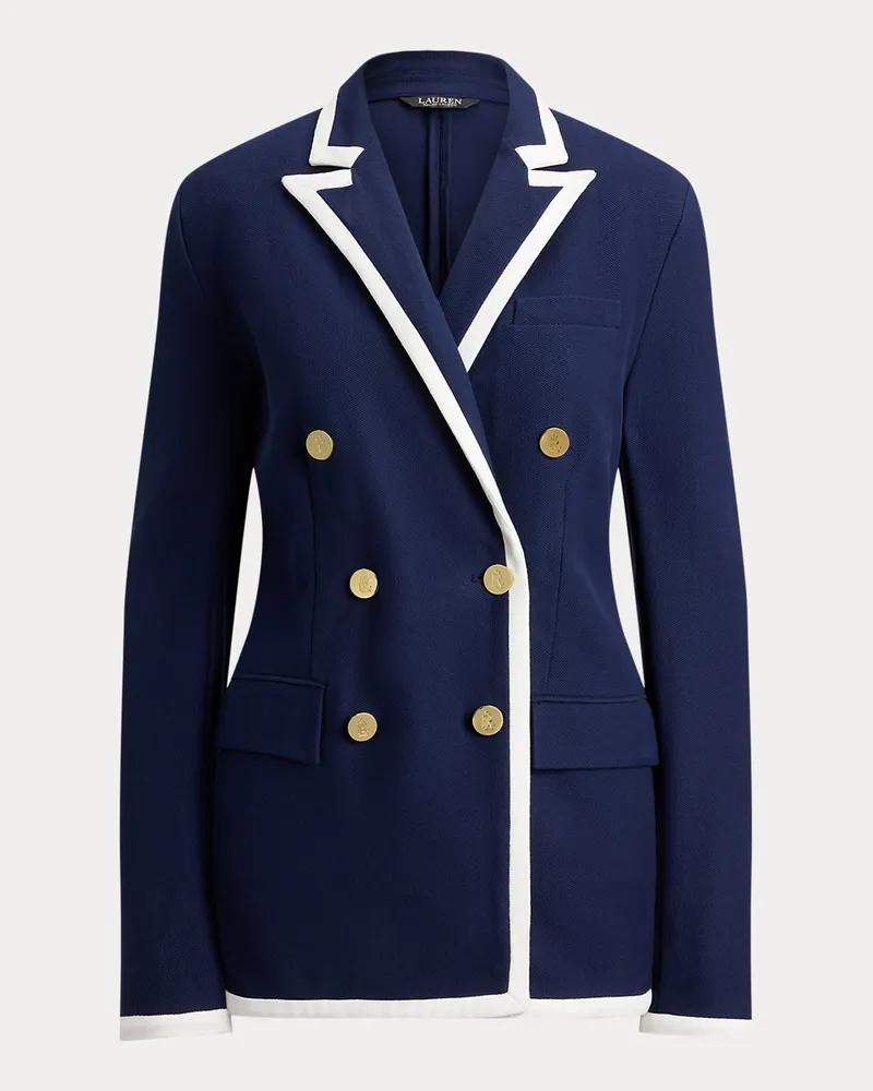Ralph Lauren Kurzgrößen - Zweifarbiger zweireihiger Piqué-Blazer Blue