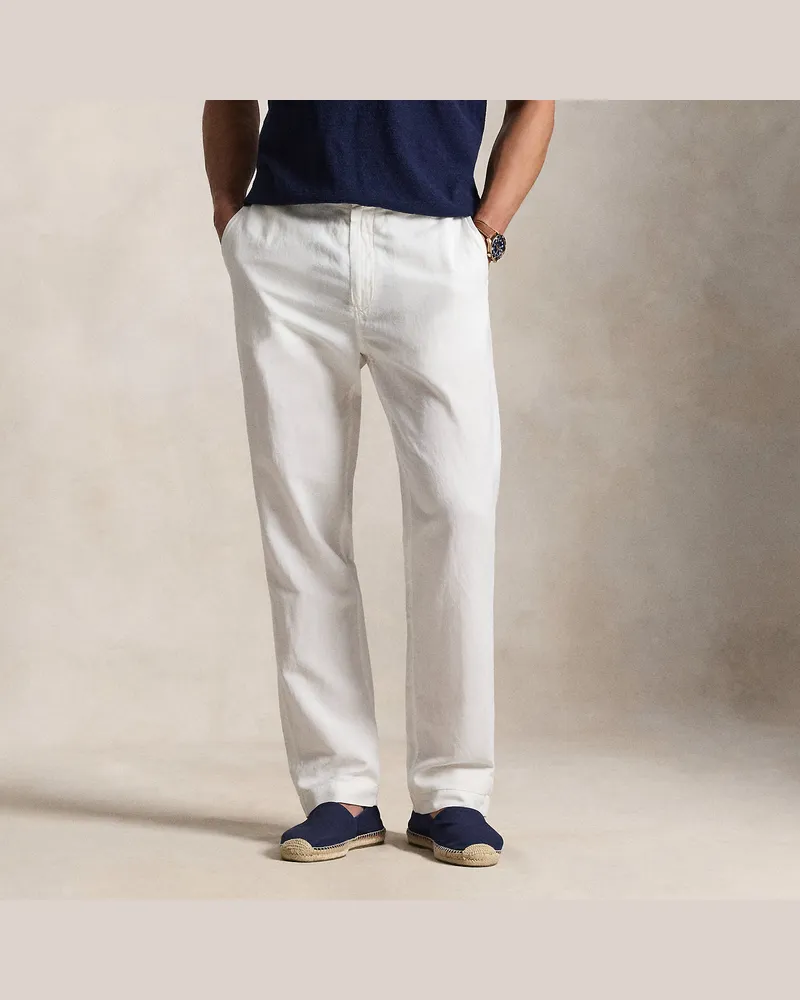 Ralph Lauren Große Größen - Classic-Fit Leinen-Baumwoll-Hose Bedford White