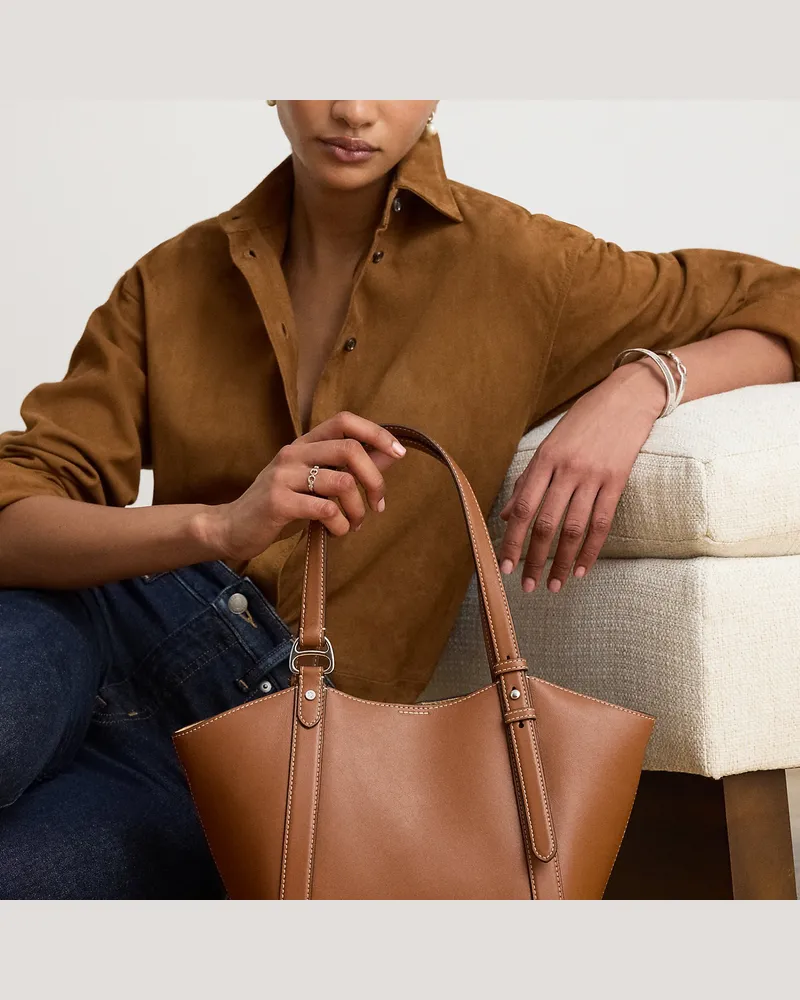 Ralph Lauren Kleine Tragetasche Tasha aus Nappaleder Brown