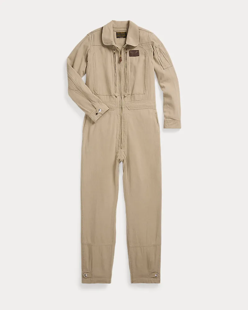 Ralph Lauren Overall aus Leinen-Baumwoll-Ratière Tan