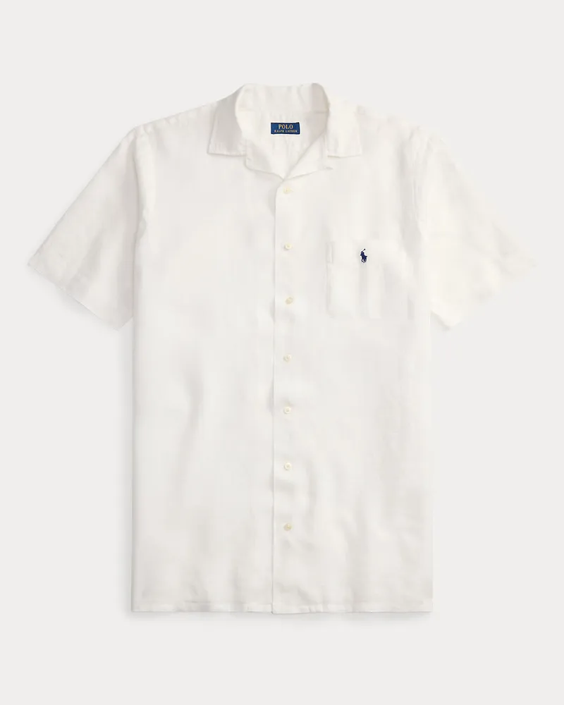 Ralph Lauren Große Größen - Freizeit-Kurzarmhemd aus Leinen White