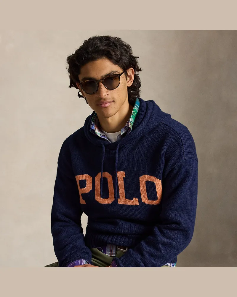 Ralph Lauren Baumwoll-Kapuzenpullover mit Logo Blue