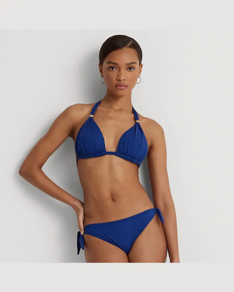 Ralph Lauren Gestreifte Hipster-Bikinihose Blue