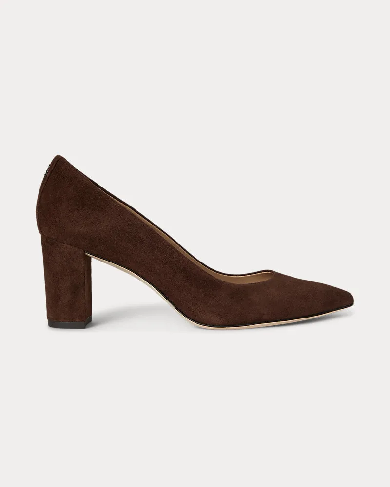 Ralph Lauren Wildlederpumps Lanette mit Blockabsatz Brown