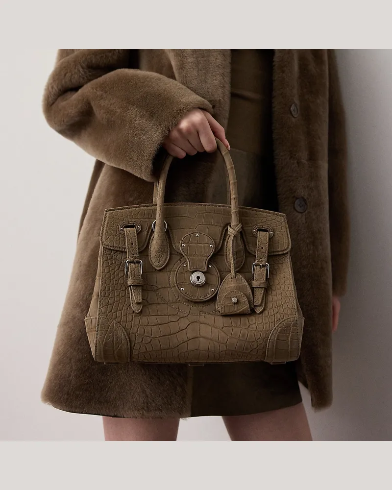 Ralph Lauren Tasche Soft Ricky 27 aus Alligatorleder Brown