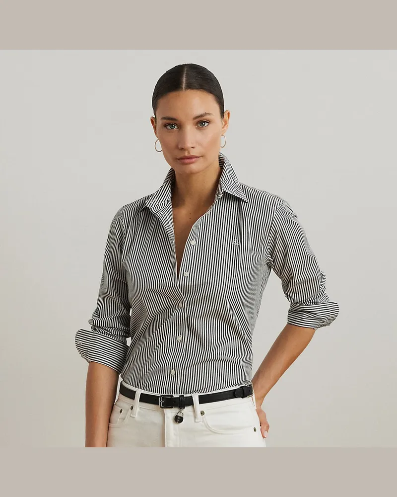 Ralph Lauren Pflegeleichtes Baumwollhemd mit Streifen Black