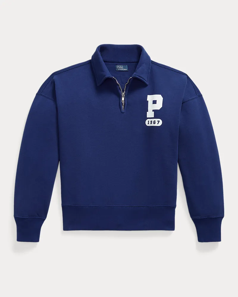 Ralph Lauren Flammgarn-Fleece-Pullover mit „P“-Logo Blue
