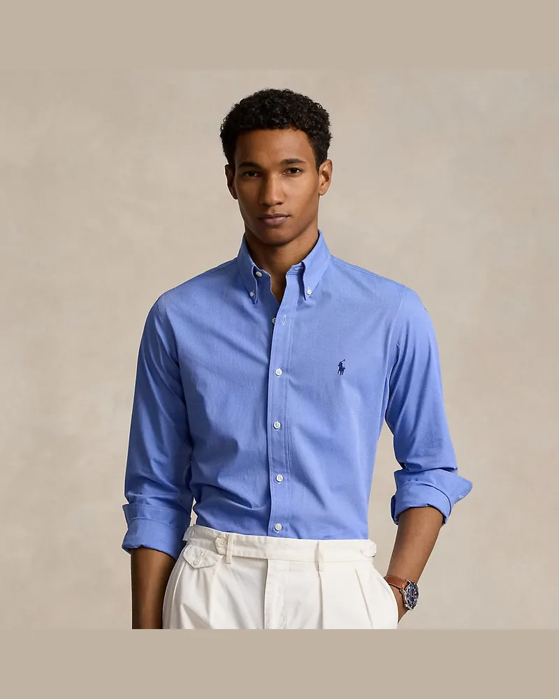 Ralph Lauren Custom-Fit Hemd aus Stretchpopeline Blue