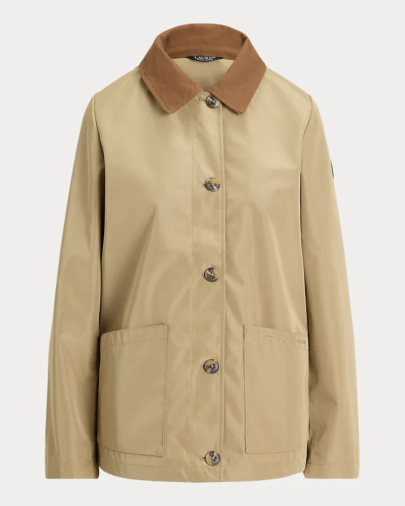 Ralph Lauren Jersey-Steppjacke mit Twillbesatz Tan
