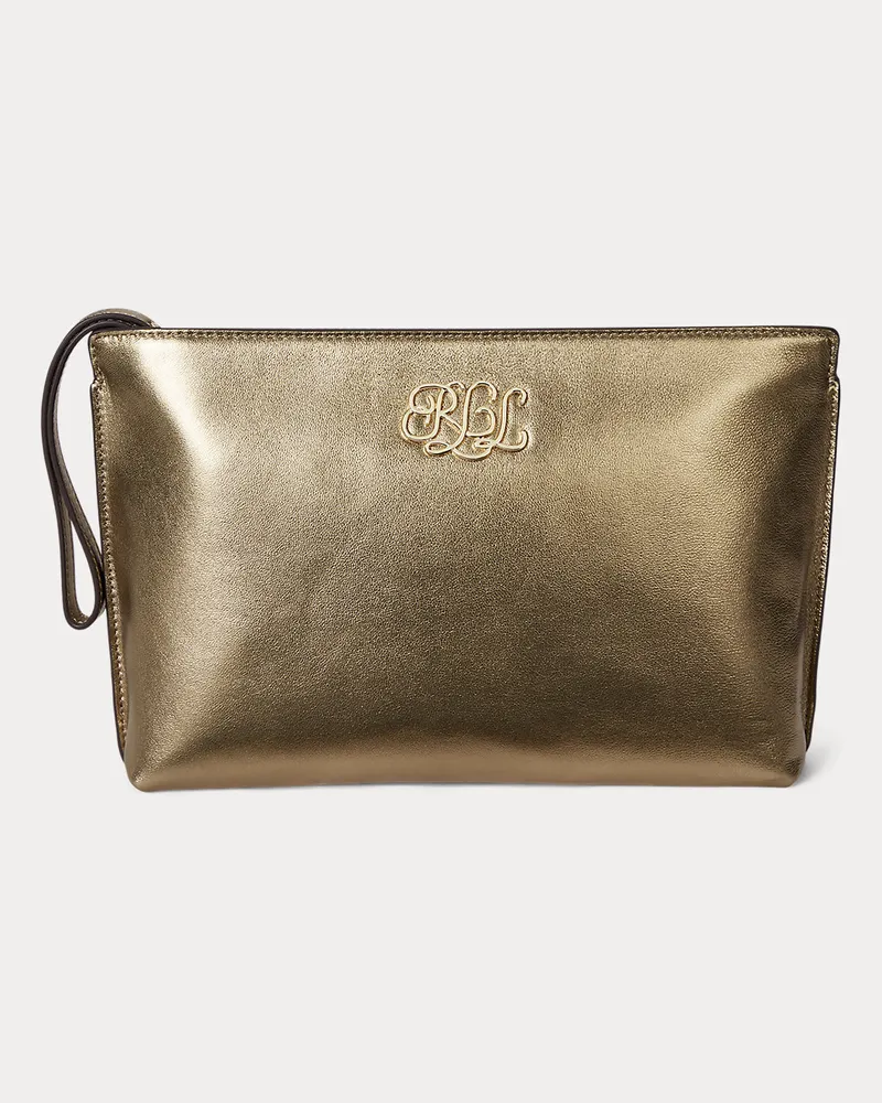 Ralph Lauren Große Pochette aus Metallic-Nappaleder Gold