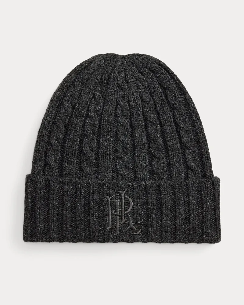 Ralph Lauren Mütze mit Zopfmuster und Logostickerei Grey