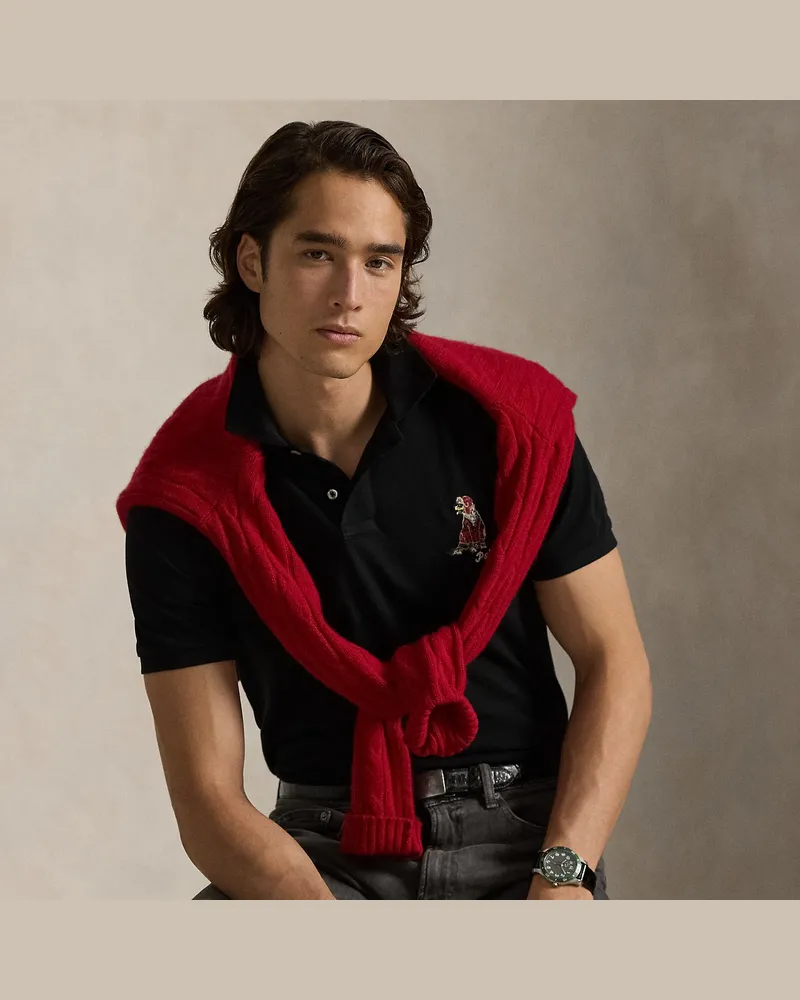 Ralph Lauren Custom-Slim-Fit Poloshirt mit Stickerei Black