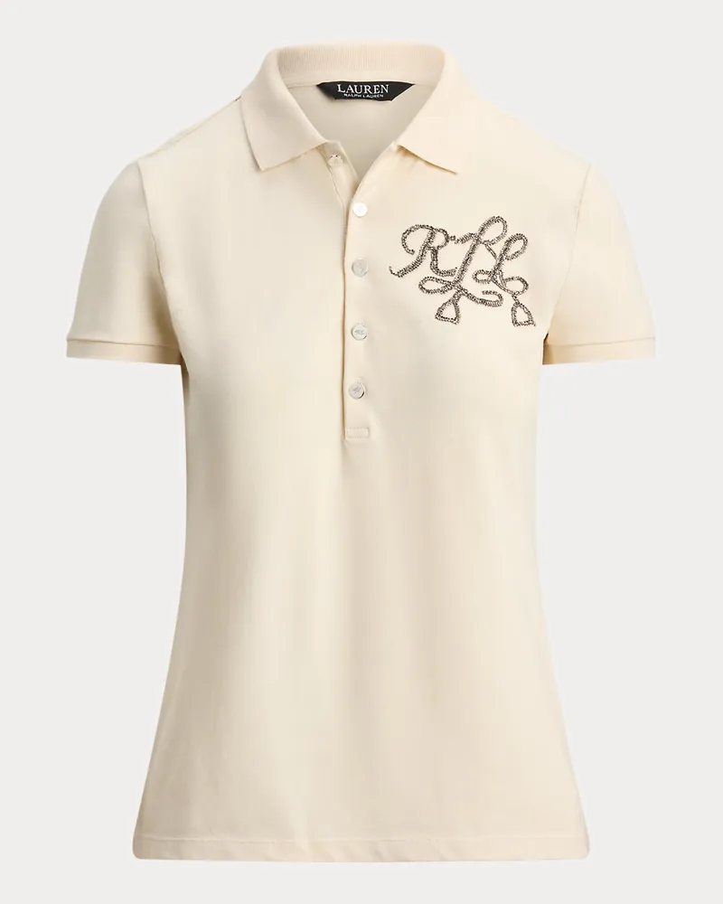 Ralph Lauren Baumwollpiqué-Poloshirt mit Perlenlogo Cream